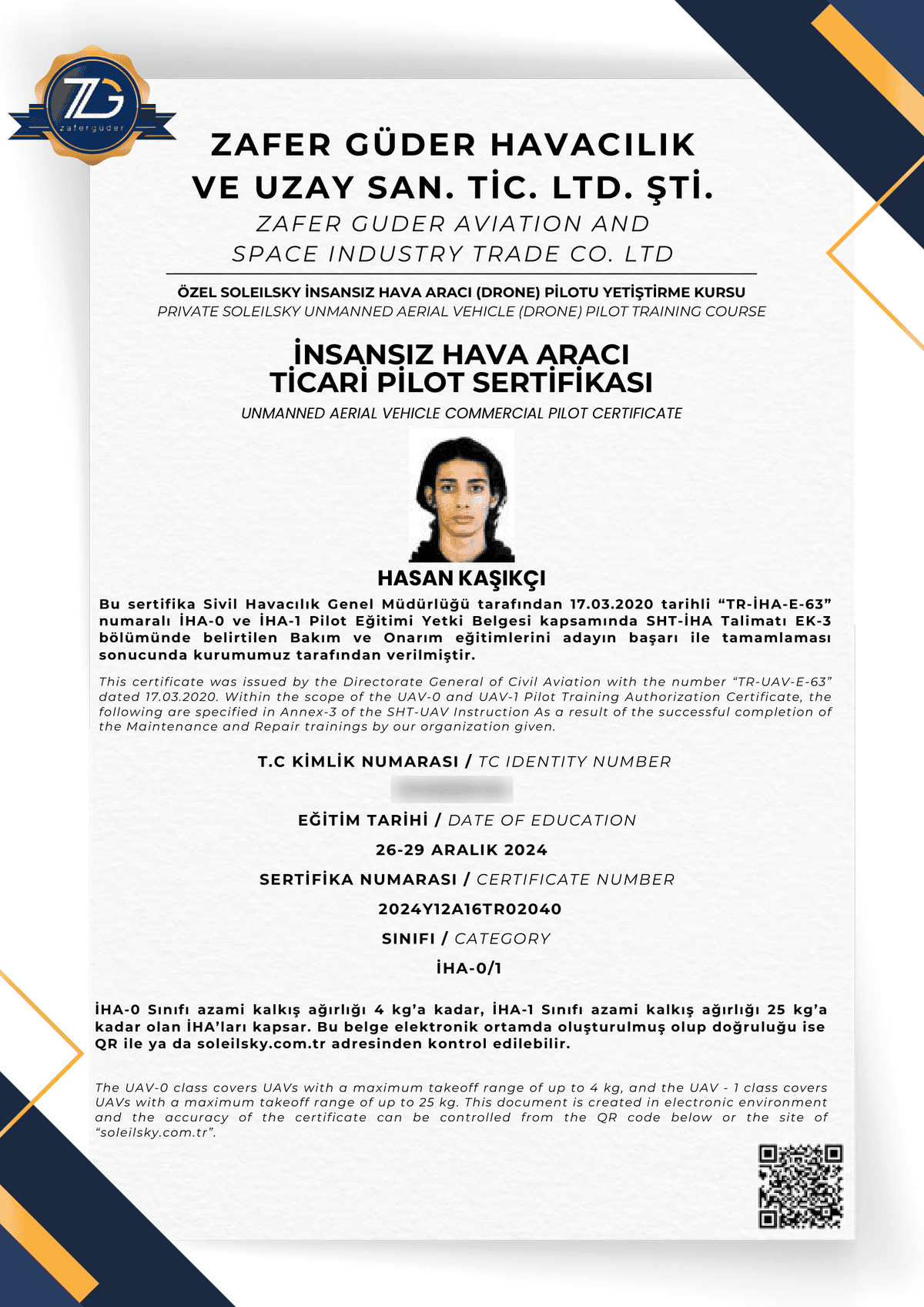 İHA Ticari Pilot Sertifikası