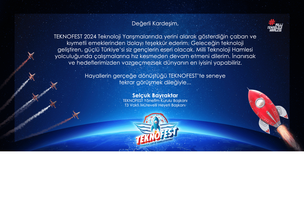 TEKNOFEST 2024 Teknoloji Yarışmaları Katılım Belgesi